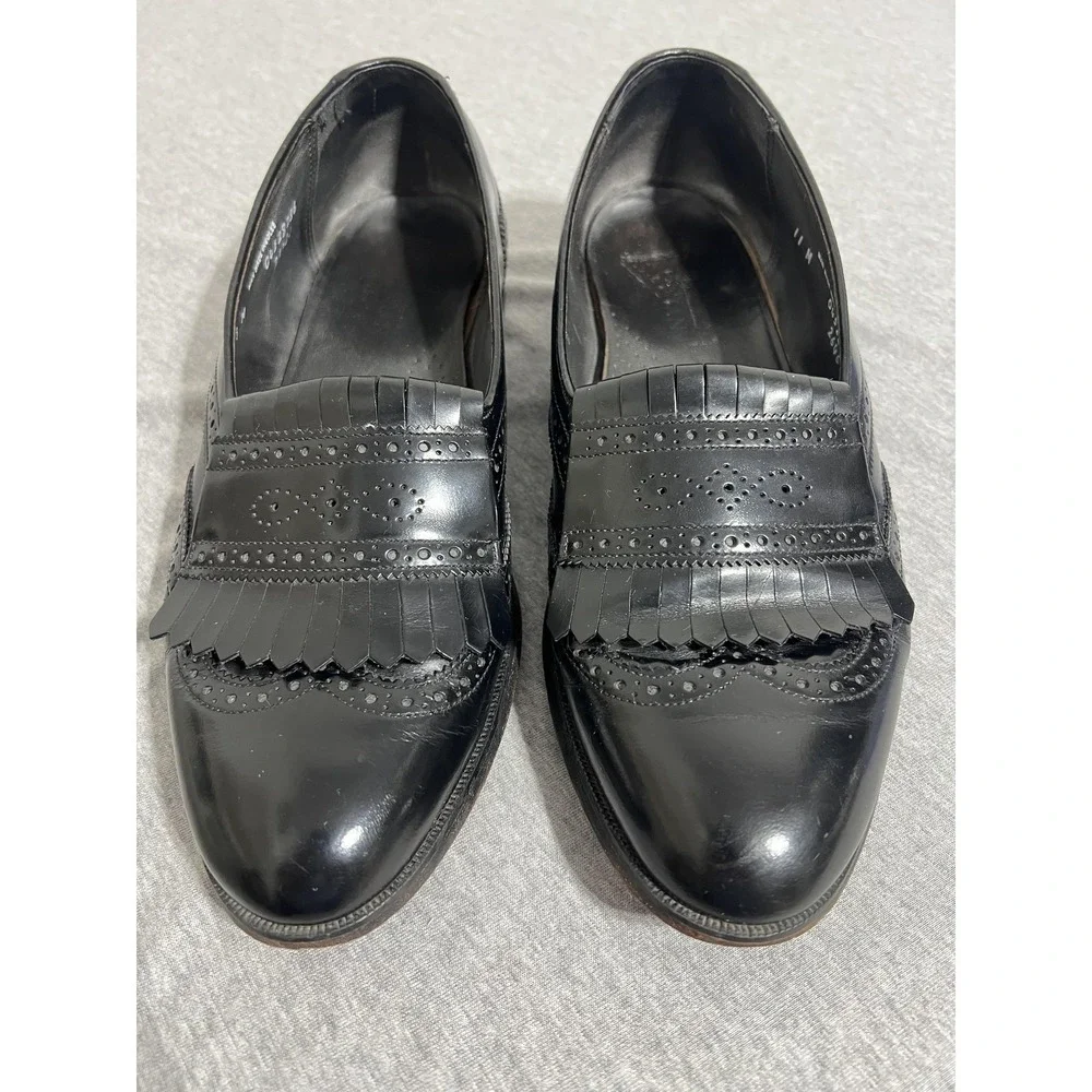 Bostonian Shoes Mens Size 11 Black Kiltie Fringe Loafers Brogue Made USA